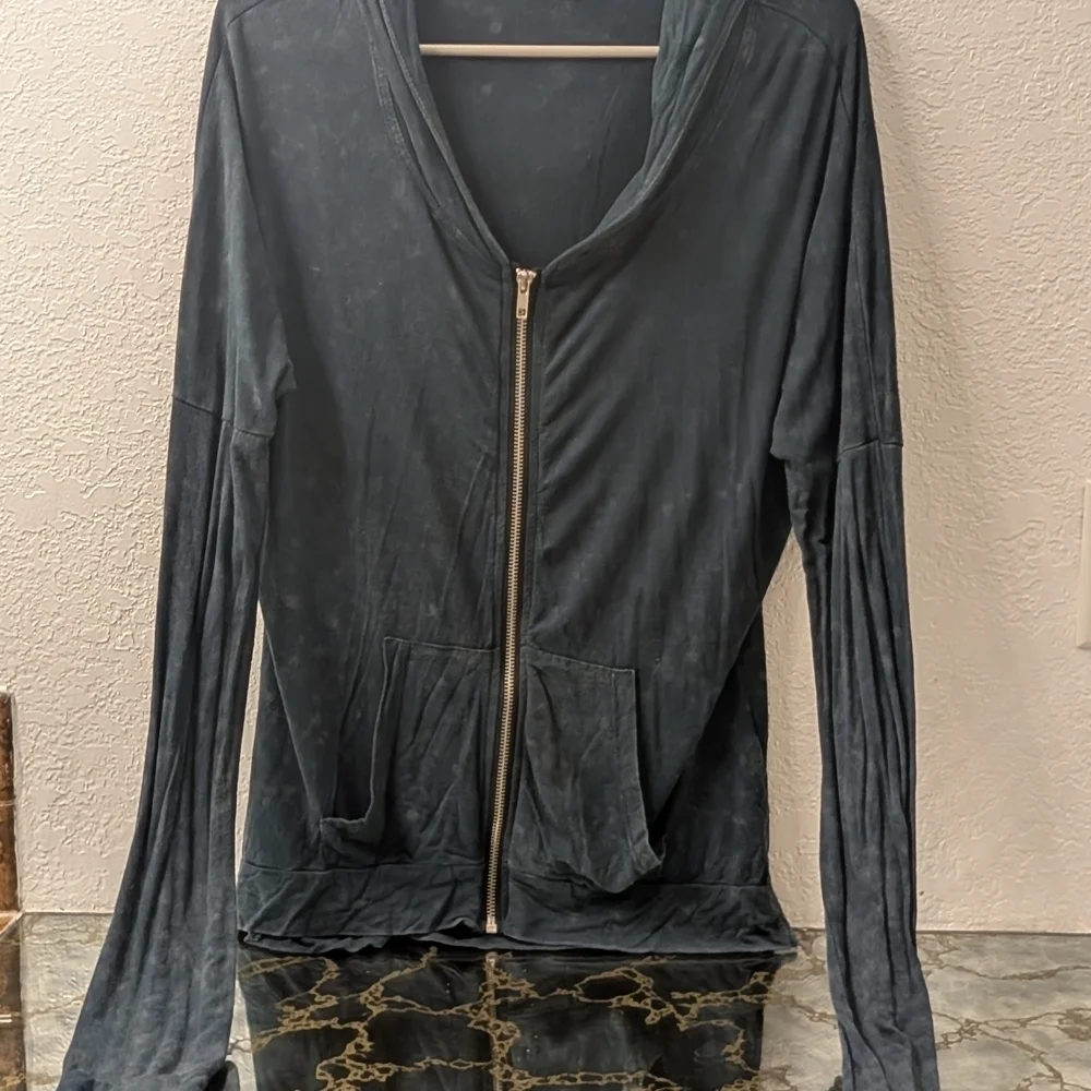 POL Dark Blue Grey Tie Dye Zip-Up Hoodie Size Small